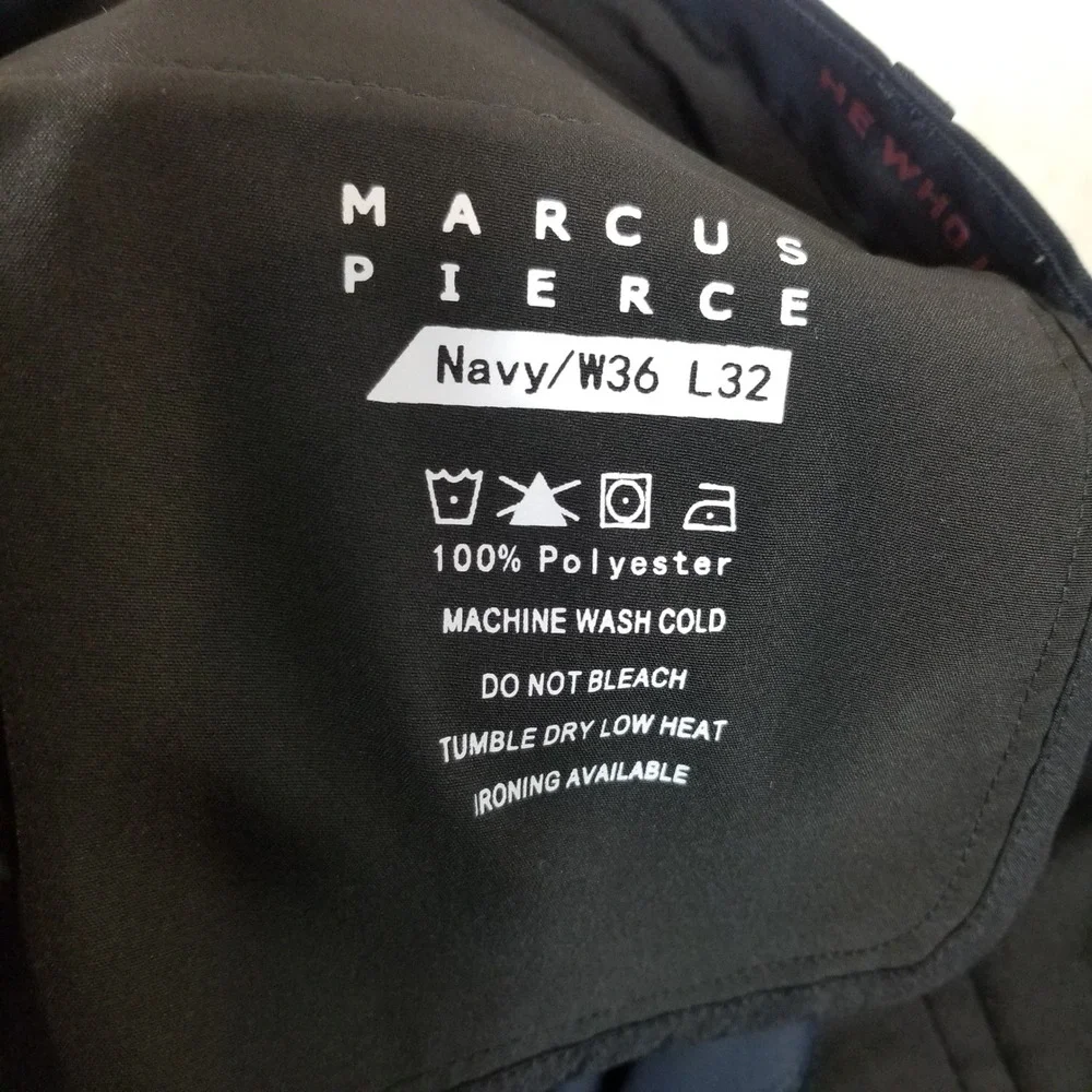 Marcus Pierce Mens Navy Blue Performance Golf Pants W36 L32 Flat Front Polyester